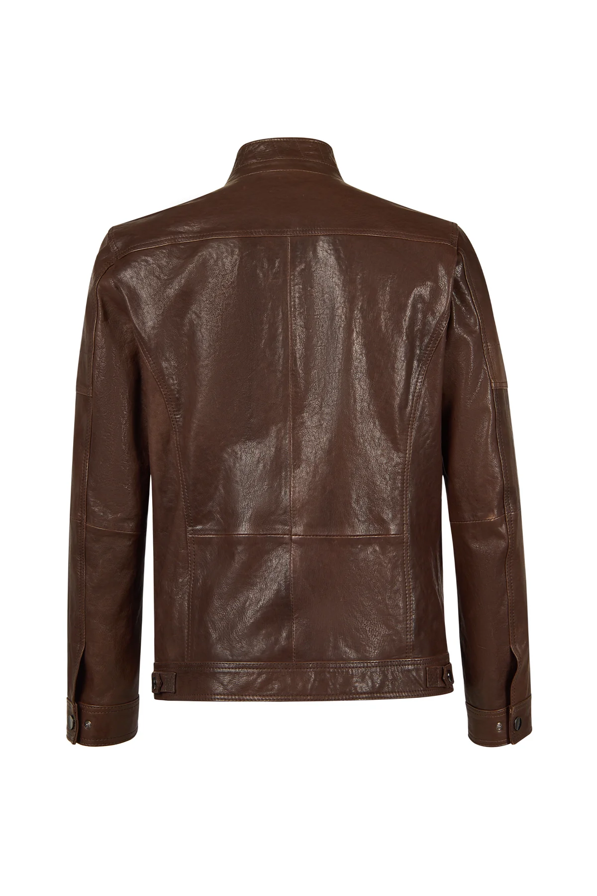 Wade Erkek Kahverengi Slim-Fit Deri Ceket - Image 4