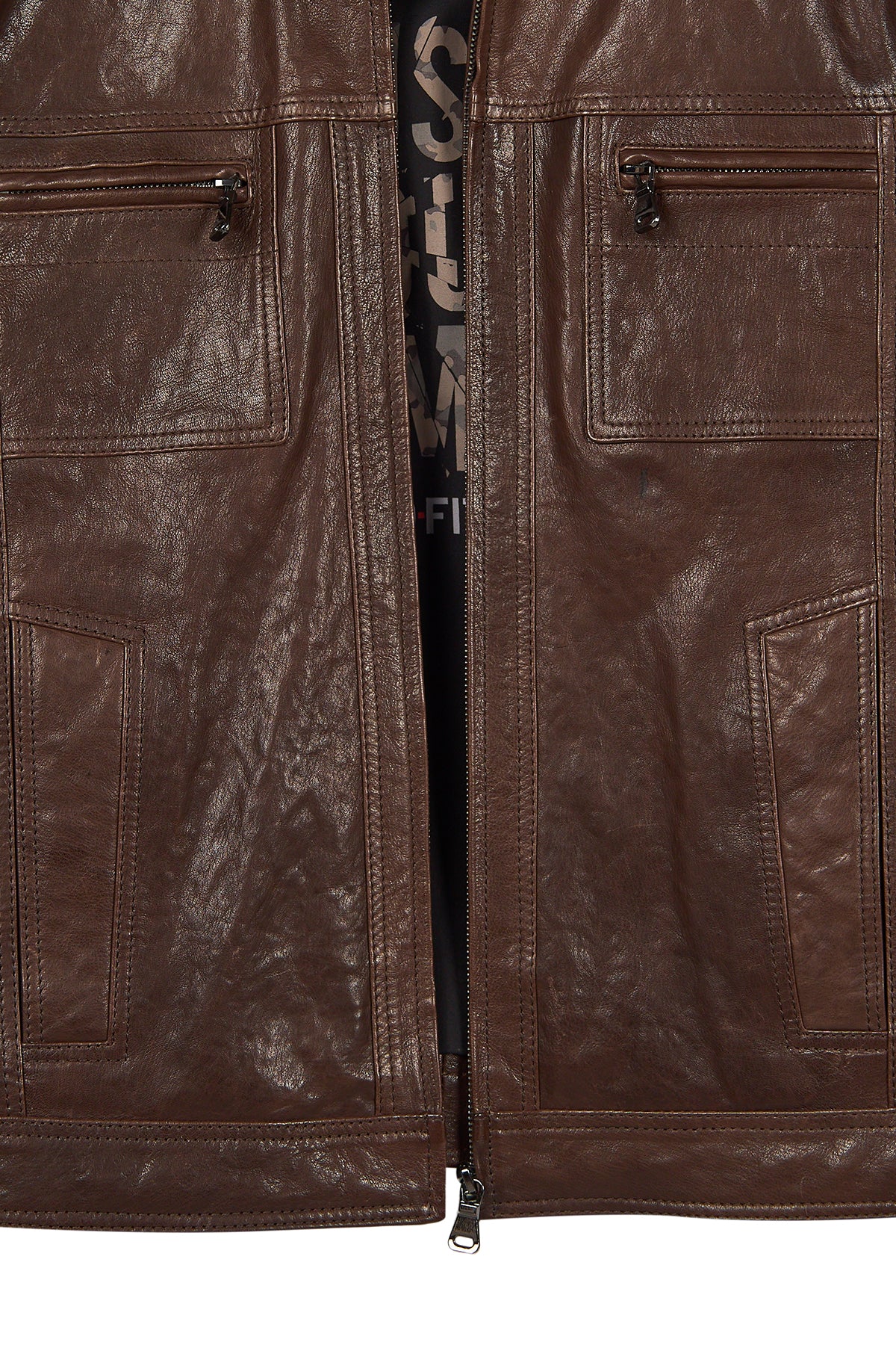 Wade Erkek Kahverengi Slim-Fit Deri Ceket - Image 7